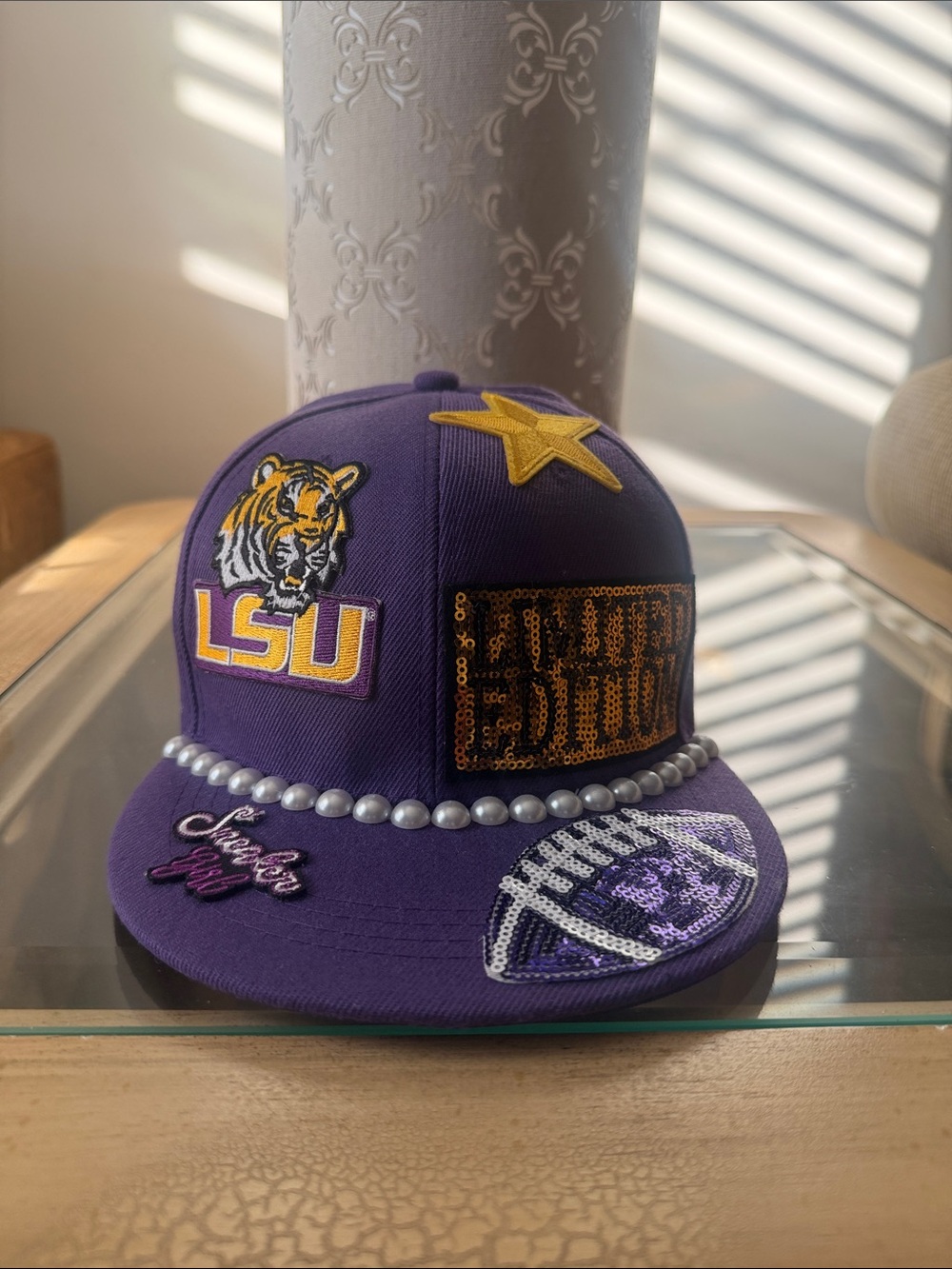 LSU Purple Kids' Embellished Baseball Cap with Tiger Patch